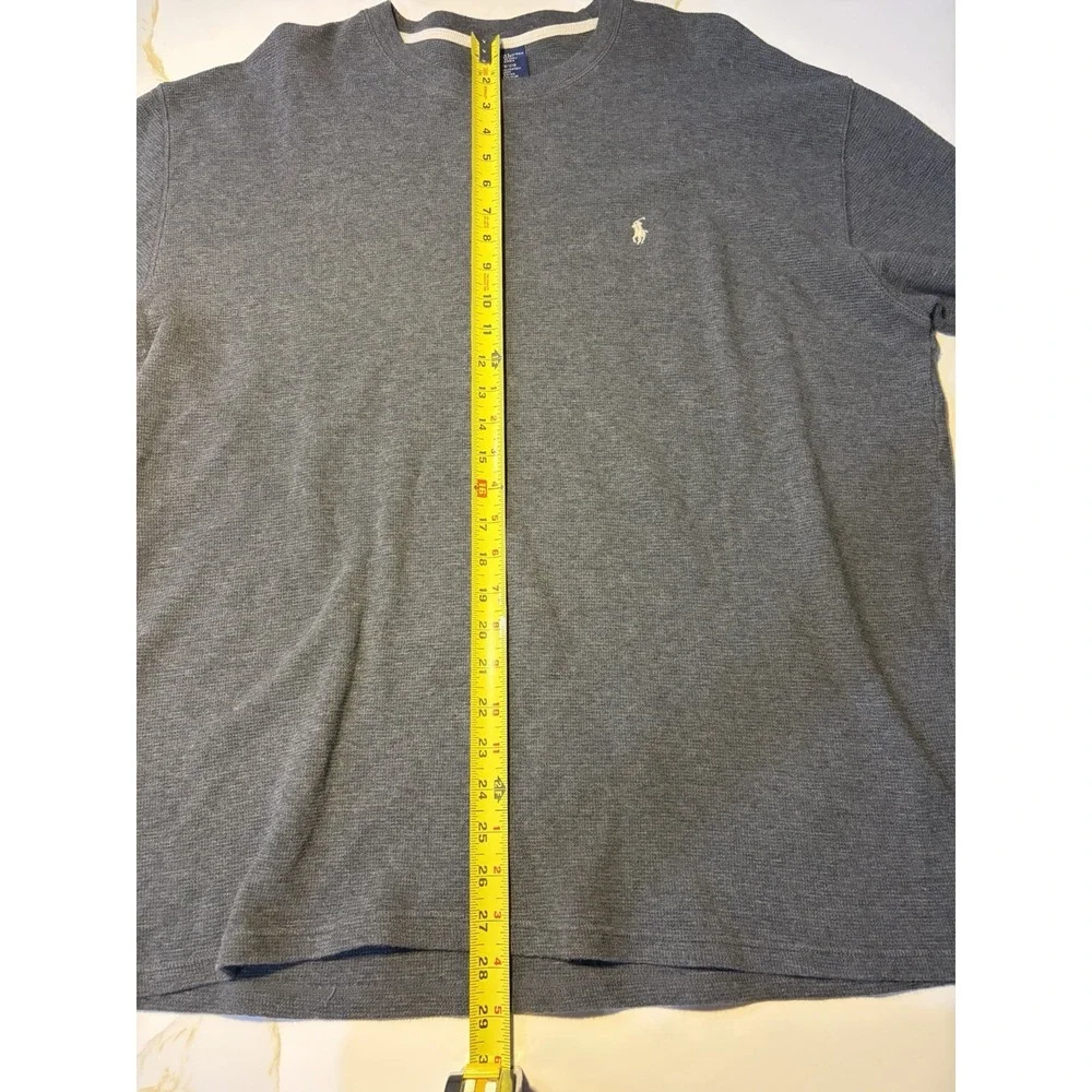 Polo Ralph Lauren Men's Gray Waffle Knit Long Sleeve Thermal Sleepwear Shirt